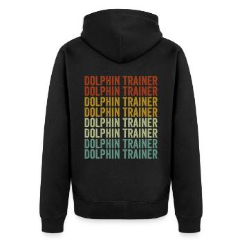 Delfin Trainer Delfin Delfin Trainer - Unisex Premium Bio Zip Hoodie - Schwarz - Hinten - Nico (187cm)