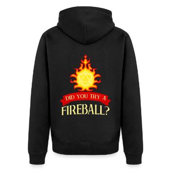 RPG D20 Feuerball Tabletop Rollenspiel - Unisex Premium Bio Zip Hoodie - Schwarz - Hinten - Nico (187cm)