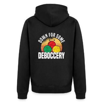 Boccia Petanque Boule Bocciaspieler Lyonnais - Unisex Premium Bio Zip Hoodie - Schwarz - Hinten - Nico (187cm)