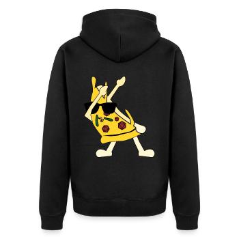 RPG Tabletop D20 Würfel Pizza - Unisex Premium Bio Zip Hoodie - Schwarz - Hinten - Nico (187cm)