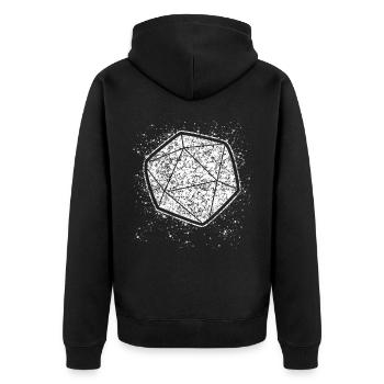 RPG Tabletop Rollenspiel D20 Würfel - Unisex Premium Bio Zip Hoodie - Schwarz - Hinten - Nico (187cm)