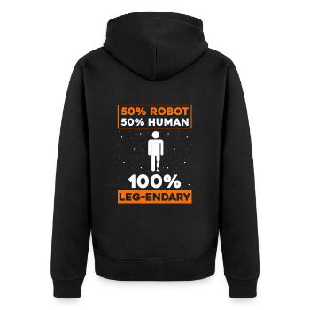 Beinprothesendesign und Beinprothesen - Unisex Premium Bio Zip Hoodie - Schwarz - Hinten - Nico (187cm)