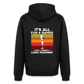 Künstliche Gliedmaßen Design für Beinprothese - Unisex Premium Bio Zip Hoodie - Schwarz - Hinten - Nico (187cm)