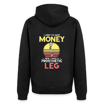 Beinprothesendesign und Beinprothesen - Unisex Premium Bio Zip Hoodie - Schwarz - Hinten - Nico (187cm)