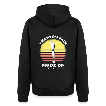 Beinprothesendesign und Beinprothesen - Unisex Premium Bio Zip Hoodie - Schwarz - Hinten - Nico (187cm)