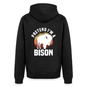 Buffalo Bison Ox Indian American - Unisex Premium Organic Zip Hoodie - black - Back - Nico (187cm)