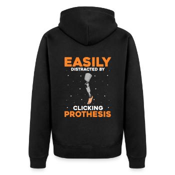 Artificial leg design for leg prostheses - Unisex Premium Organic Zip Hoodie - black - Back - Nico (187cm)