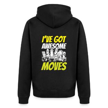 Ich Habe Fantastische Züge Schach Schachspieler - Unisex Premium Bio Zip Hoodie - Schwarz - Hinten - Nico (187cm)