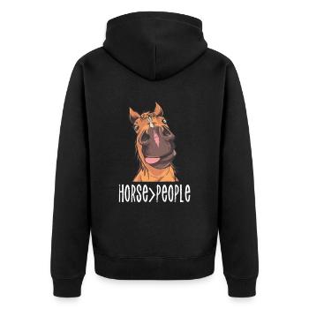 Horse > People Riding Rider Riding Farm - Veste à capuche bio Premium Unisexe - noir - Dos - Nico (187cm)