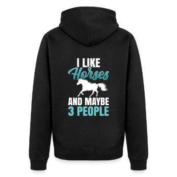 Ich Mag Pferde Und Vielleicht 3 Menschen Pferd - Unisex Premium Bio Zip Hoodie - Schwarz - Hinten - Nico (187cm)