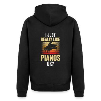 I just like pianos very much piano players - Unisex Premium Organic Zip Hoodie - black - Back - Nico (187cm)