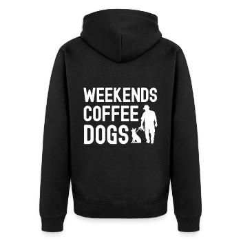 Weekends Coffee Dogs - Unisex Premium Organic Zip Hoodie - black - Back - Nico (187cm)