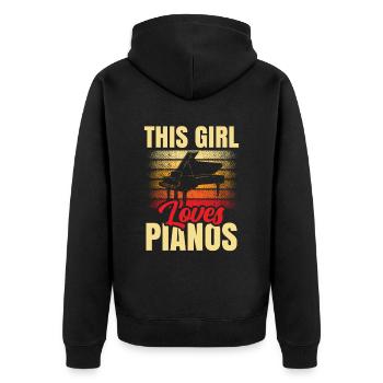Dieses Mädchen Liebt Klaviere Klavier Spieler - Unisex Premium Bio Zip Hoodie - Schwarz - Hinten - Nico (187cm)