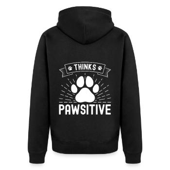 Denkt Pawsitive - Unisex Premium Bio Zip Hoodie - Schwarz - Hinten - Nico (187cm)