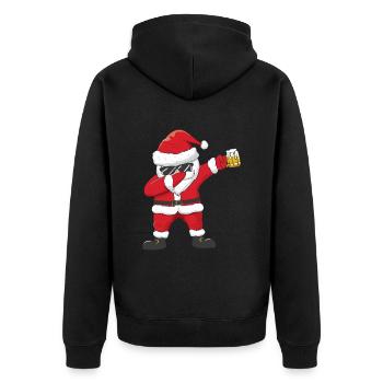 Dabbing Santa Beer Lover Beer Drinking Santa Claus - Unisex Premium Bio Zip Hoodie - Schwarz - Hinten - Nico (187cm)