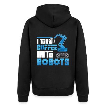 Robot Robotics Engineer Coffee I - Unisex Premium Organic Zip Hoodie - black - Back - Nico (187cm)