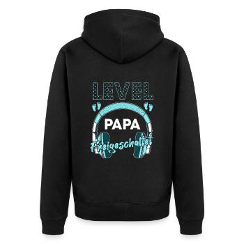 Level Papa freigeschaltet Gamer Vater - Unisex Premium Bio Zip Hoodie - Schwarz - Hinten - Nico (187cm)