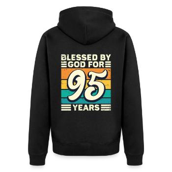 95 Geburtstag Geschenk Jahre Lustig Spruch - Unisex Premium Bio Zip Hoodie - Schwarz - Hinten - Nico (187cm)