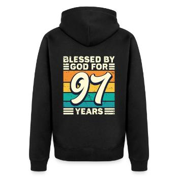 97 Geburtstag Geschenk Jahre Lustig Spruch - Unisex Premium Bio Zip Hoodie - Schwarz - Hinten - Nico (187cm)