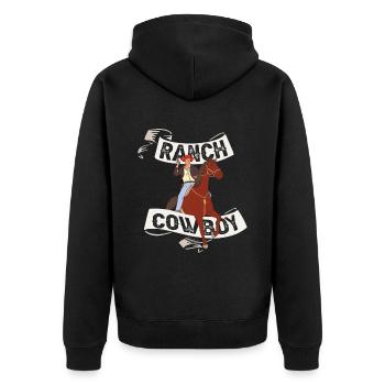 Rodeo Cowboy Lasso Ranch Cowboy - Unisex Premium Organic Zip Hoodie - black - Back - Nico (187cm)