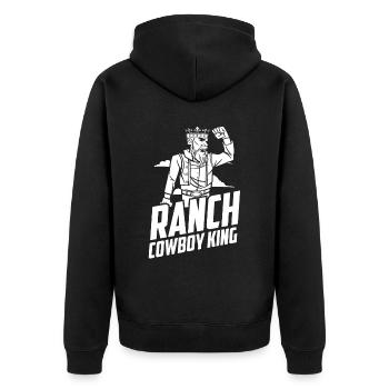 Rodeo Cowboy König Ranch Cowboy - Unisex Premium Bio Zip Hoodie - Schwarz - Hinten - Nico (187cm)