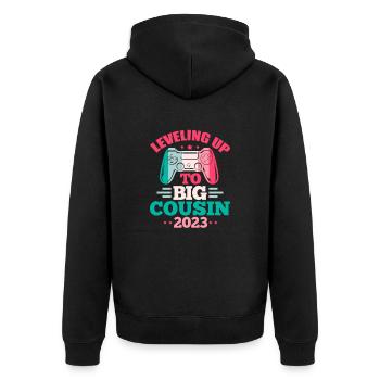 Grossesse Cousine Enceinte Cadeau de naissance - Veste à capuche bio Premium Unisexe - noir - Dos - Nico (187cm)