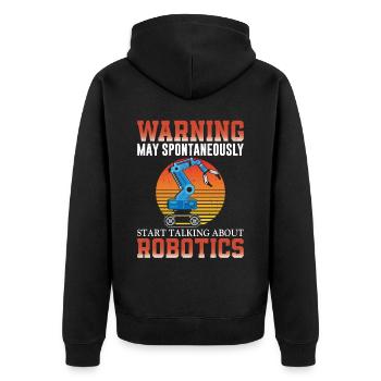 Robot Robotics Engineer Retro - Unisex Premium Bio Zip Hoodie - Schwarz - Hinten - Nico (187cm)
