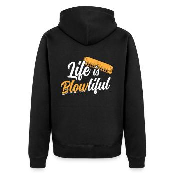 Life Is BLOWtiful - Harmoniciste - Veste à capuche bio Premium Unisexe - noir - Dos - Nico (187cm)