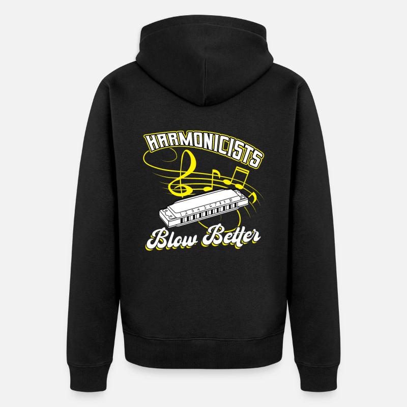 Harmonicists Blow Better - Harmonica Player - Unisex Premium Bio Zip Hoodie - Schwarz