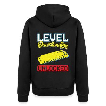 Level Overbending Unlocked - Harmonica Player - Unisex Premium Organic Zip Hoodie - black - Back - Nico (187cm)