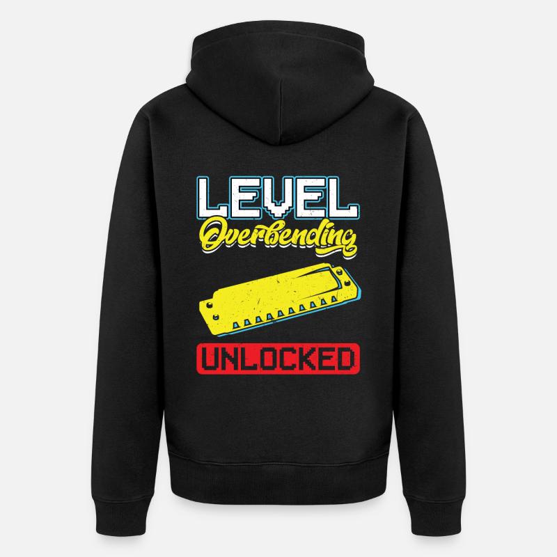 Level Overbending Unlocked - Harmonica Player - Unisex Premium Bio Zip Hoodie - Schwarz