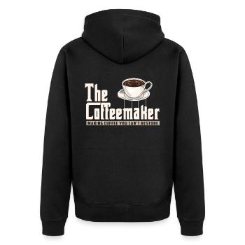 Barista, coffee machine - Unisex Premium Organic Zip Hoodie - black - Back - Nico (187cm)