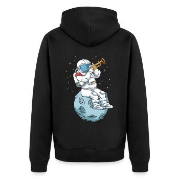 Trumpet Astronaut For Trumpet And Jazz Musicians - Unisex Premium Bio Zip Hoodie - Schwarz - Hinten - Nico (187cm)