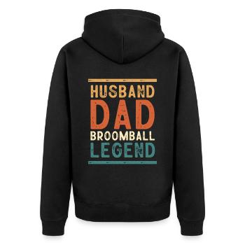 Broadway, Musical, Theater-Nerd - Unisex Premium Bio Zip Hoodie - Schwarz - Hinten - Nico (187cm)