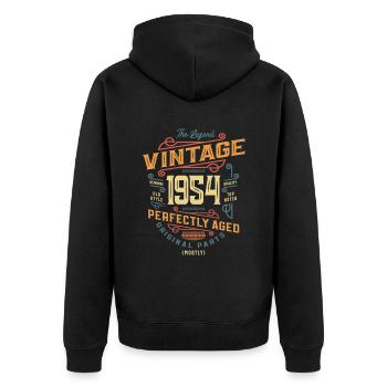 Vintage 1954 69th Birthday - Unisex Premium Organic Zip Hoodie - black - Back - Nico (187cm)