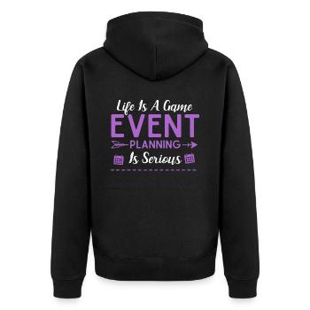 Event Planning, Event Planner - Unisex Premium Organic Zip Hoodie - black - Back - Nico (187cm)