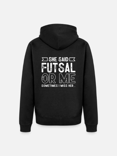 Futsal, Fußball, - Unisex Premium Bio Zip Hoodie - Schwarz