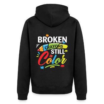 Les crayons cassés colorent encore pour la santé mentale - Veste à capuche bio Premium Unisexe - noir - Dos - Nico (187cm)