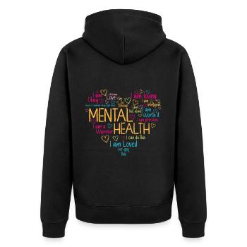 Sensibilisation à la santé mentale Santé mentale Cœur - Veste à capuche bio Premium Unisexe - noir - Dos - Nico (187cm)