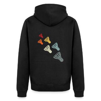 Badminton - Unisex Premium Bio Zip Hoodie - Schwarz - Hinten - Nico (187cm)