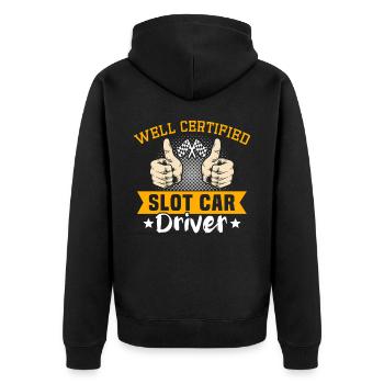 Slot Car Racing - Unisex Premium Bio Zip Hoodie - Schwarz - Hinten - Nico (187cm)