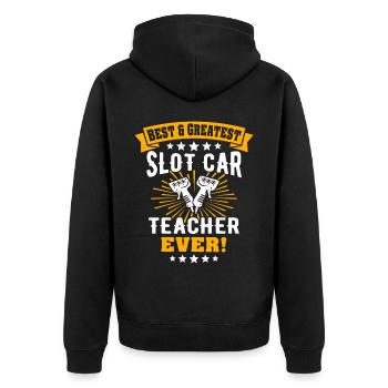 Slot Car Racing - Unisex Premium Bio Zip Hoodie - Schwarz - Hinten - Nico (187cm)