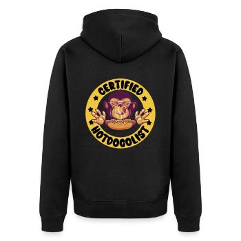 Cool Hot Dog Design pour hommes Femmes Garçons Saucisse - Veste à capuche bio Premium Unisexe - noir - Dos - Nico (187cm)