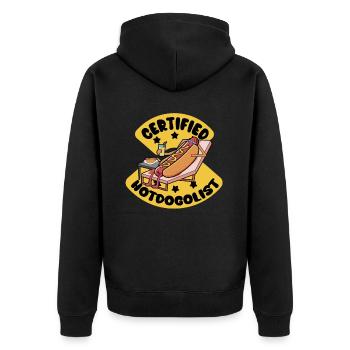 Cool Hot Dog Design for Men Women Boys Sausage - Unisex Premium Organic Zip Hoodie - black - Back - Nico (187cm)