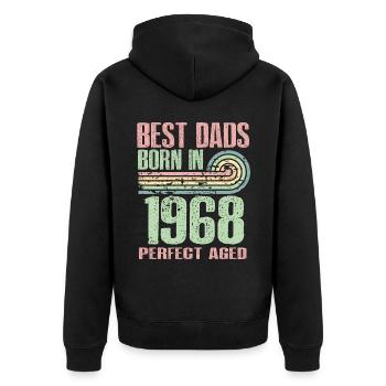 Die Besten Väter Sind 1968 Geboren, 55 Jahre Alt, - Unisex Premium Bio Zip Hoodie - Schwarz - Hinten - Nico (187cm)