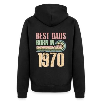 Die Besten Väter Sind 1970 Geboren, 53 Jahre Alt, - Unisex Premium Bio Zip Hoodie - Schwarz - Hinten - Nico (187cm)