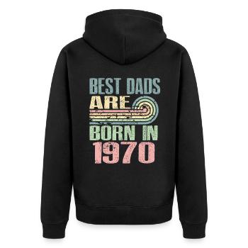 Die Besten Väter Sind 1970 Geboren, 53 Jahre Alt, - Unisex Premium Bio Zip Hoodie - Schwarz - Hinten - Nico (187cm)