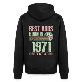 The best fathers are born in 1971, 52 years old, - Unisex Premium Organic Zip Hoodie - black - Back - Nico (187cm)