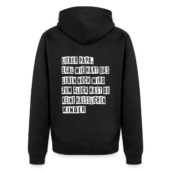 Bester Papa Vater Vatertag Vater und Sohn - Unisex Premium Bio Zip Hoodie - Schwarz - Hinten - Nico (187cm)