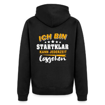 Motivation Kann Losgehen Sprüche - Unisex Premium Bio Zip Hoodie - Schwarz - Hinten - Nico (187cm)